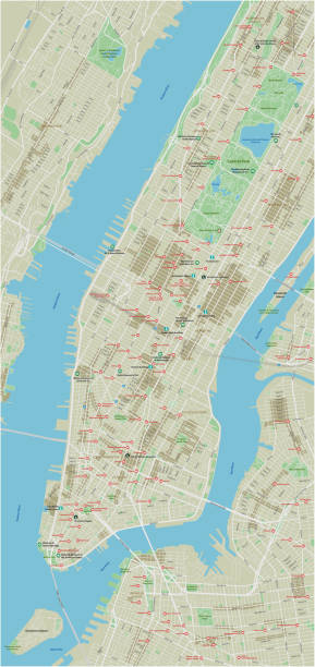 illustrations, cliparts, dessins animés et icônes de carte de ville de vecteur de new york avec des couches séparées bien organisés. - brooklyn