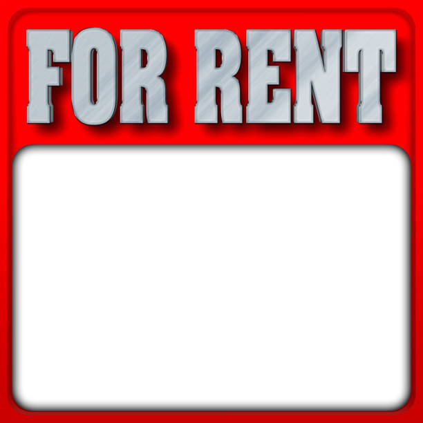 istock Stock Illustration - Bold Text FOR RENT, White Copy Space, 3D Illustration, Red Background. 913263948