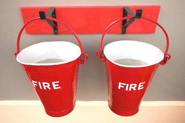 istock Fire buckets at old steam railway station 91326548