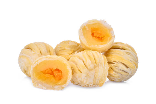 istock chinese pastry-mung bean with egg yolk or moon cake isolated on white background 913268088