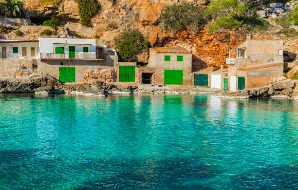Idyllic view of beautiful bay beach of Cala Llombards on Majorca island, Spain