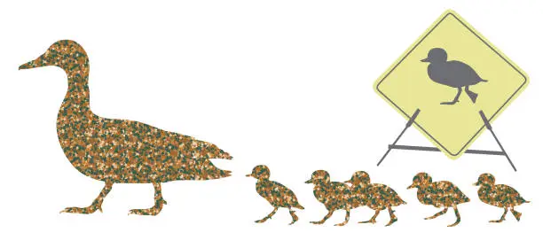 Vector illustration of Duck Crossing Camouflage
