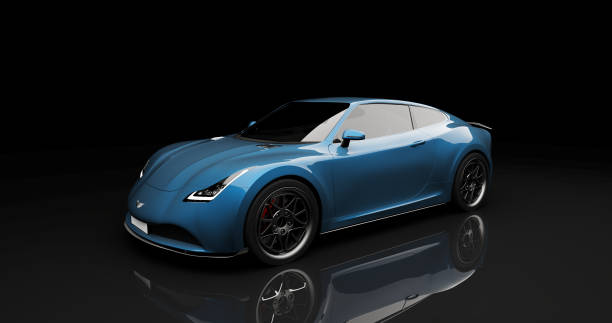 istock blue sports car on black background 913271474