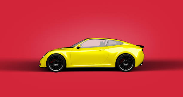 istock yellow sports car on red background 913271854