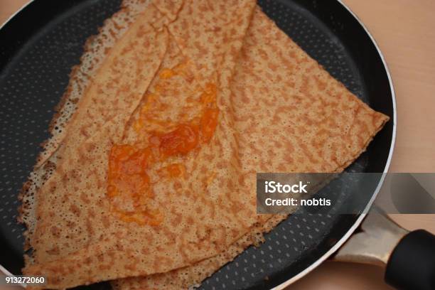 Pancakes With Wheat Flour Stock Photo - Download Image Now - Afternoon Tea, Apricot Jam, Brittany - France