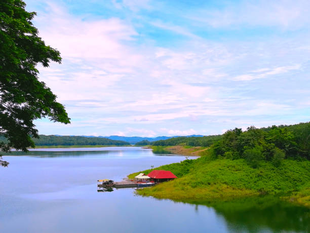 istock View of the reservoir with bright sky. 913276536