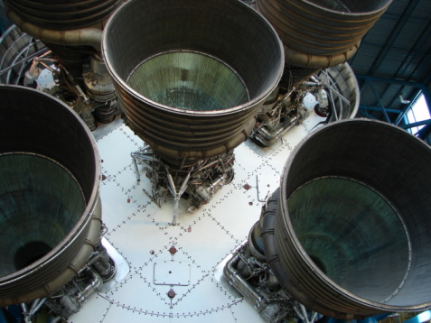    Rocket engine boosters close up in Kennedy Space Center  
