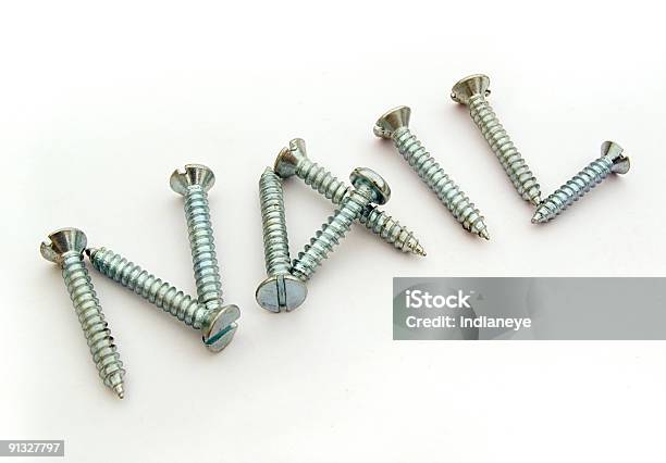 Screws Showing Text Message Nail Stock Photo - Download Image Now - Aluminum, Black And White, Bolt - Fastener