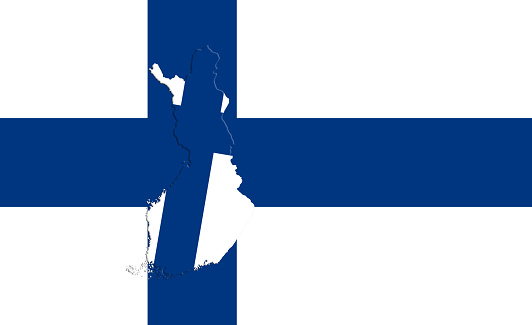 Flag of Finland With Map Of Country On It 3D illustration