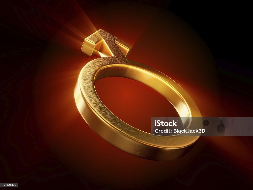 Oro símbolo masculino - Foto de stock de Tridimensional libre de derechos