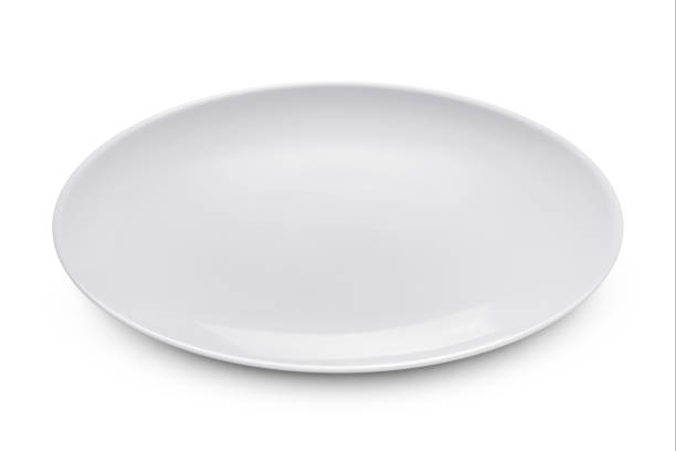 istock Simple white circular porcelain plate with clipping path 913284442