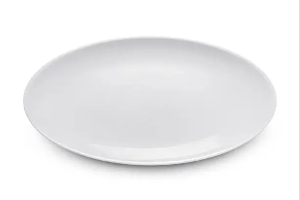 Empty plate. Isolated on white background. View from above with clipping path