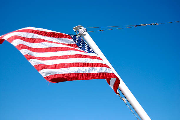 istock American Flag on back of ship. 91328663