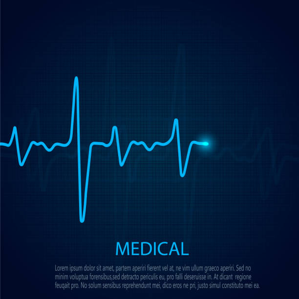 kardiologie-konzept mit rate impulsdiagramm. medizinischer hintergrund mit herz ekg. - investment finance frequency blue stock-grafiken, -clipart, -cartoons und -symbole