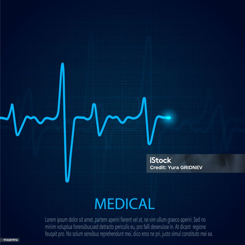 Concept de cardiologie avec le diagramme des pouls. Formation médicale avec cardiogramme cœur. - clipart vectoriel de Rythme cardiaque libre de droits