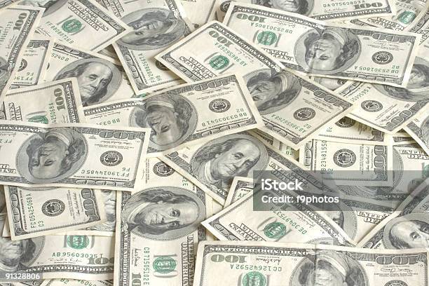 Pile Of Hundred Dollars Bank Notes Stock Photo - Download Image Now - Abundance, American One Hundred Dollar Bill, Backgrounds