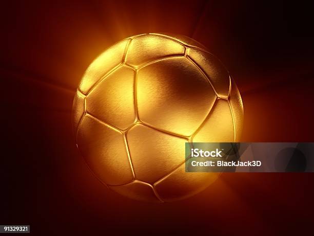 Luz De Ouro Bola De Futebol - Fotografias de stock e mais imagens de Bola de Futebol - Bola de Futebol, Futebol, Dourado - Cores