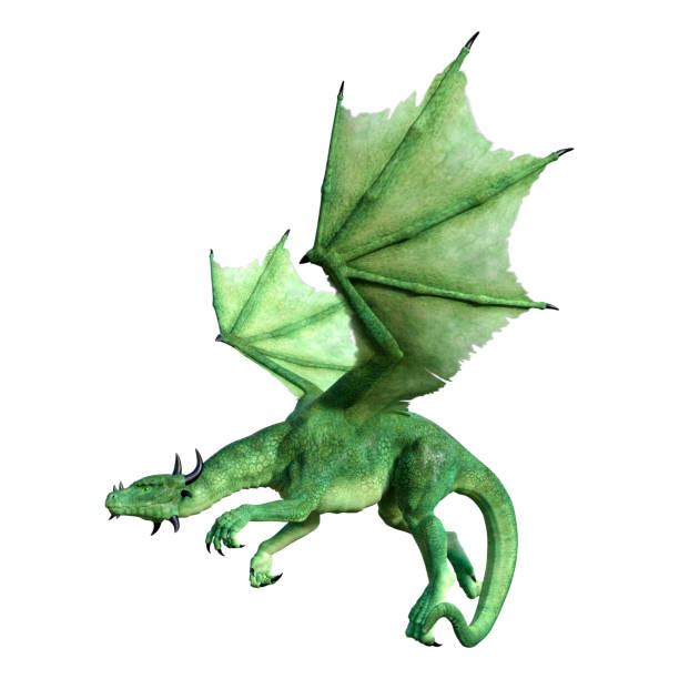 istock 3D rendering green fantasy dragon on white 913295010