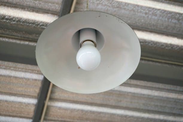 istock Closeup of Lamp and light bulbs on ceiling 913298480