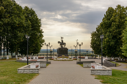 Park near the Assumption Cathedral in Vladimir, Russia. Travel landmark