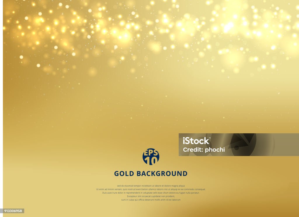 Abstract gold blurred background with bokeh and gold glitter header. Abstract gold blurred background with bokeh and gold glitter header. Copy space. Vector illustration Backgrounds stock vector