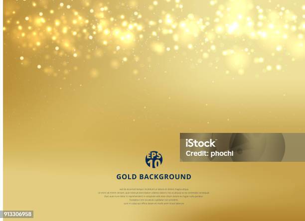 Abstract Gold Blurred Background With Bokeh And Gold Glitter Header Stock Illustration - Download Image Now