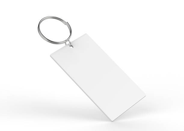 Key Chain Mock Up Silver - Metal, Key Ring, Silver Coloured, Cut Out, Luggage Tag key ring stock pictures, royalty-free photos & images