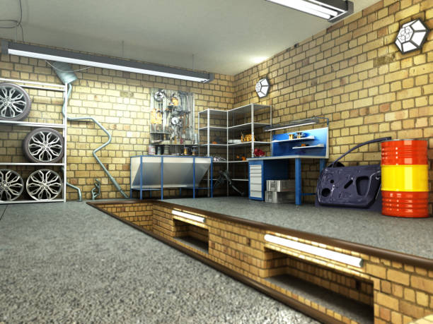 istock View of a Garage 3D Interior with Opened Roller Door 3D Rendering 913315954