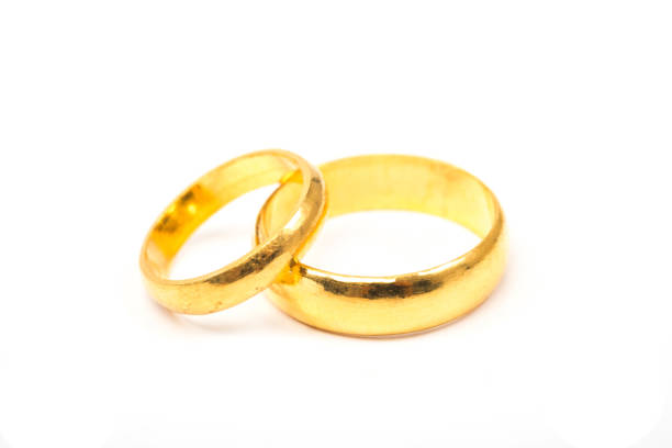 istock Valentines day concept. wedding rings on white background. 913316536