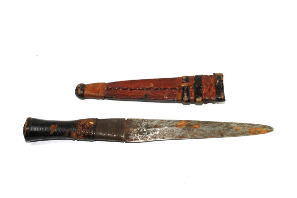istock Antique Hunting Dagger Knife with Sheath on White Background 913319336