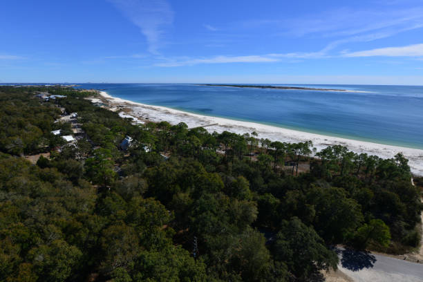istock view from the Pensacola lighthouse looking down at the beach on a winters morning. 913320560