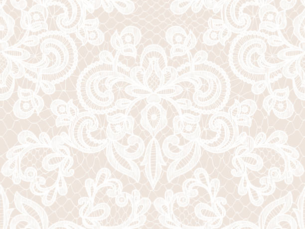 Seamless white lace vector art illustration
