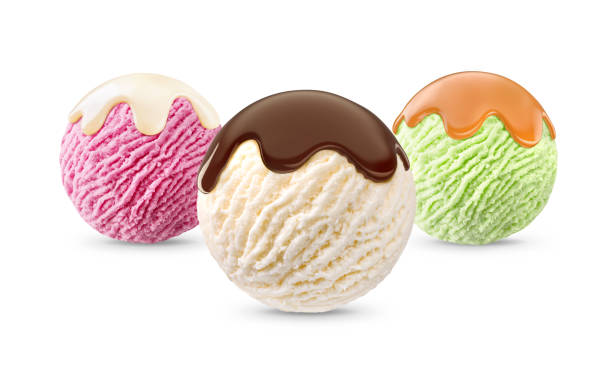 istock Mix creamy, raspberry, pistachio ice cream scoop with sauce 913326366