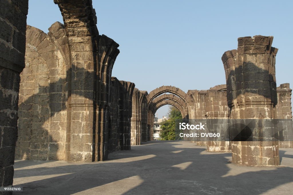 Unfinished ancient mausoleum Majestic arches of a tomb Bars Kaman in the city of Bidzhapur of the State of Karnataka in India Ancient Stock Photo