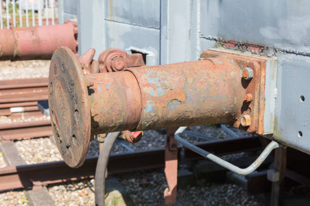 Decaying railroad car bumper stop on an old dutch train