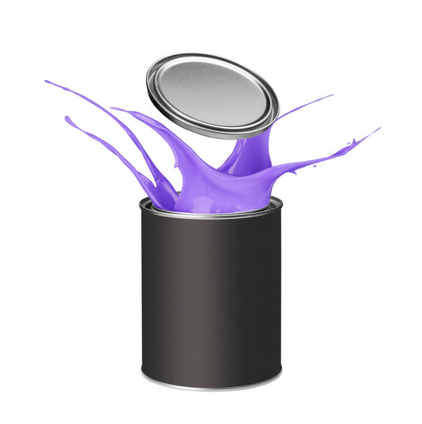 istock Purple paint splashing out of paint can 913338890