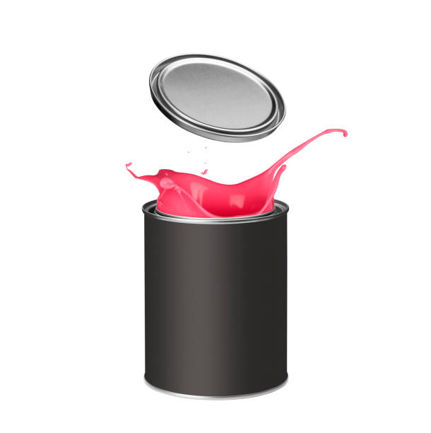 istock Red paint splashing out of paint can 913339144