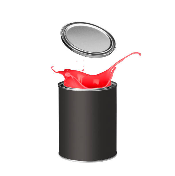 istock Red paint splashing out of paint can 913339194
