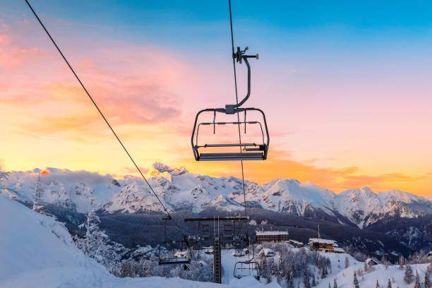 istock Winter mountains panorama with ski slopes and ski lifts 913339230