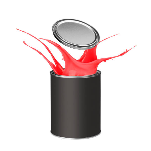 istock Red paint splashing out of paint can 913339262