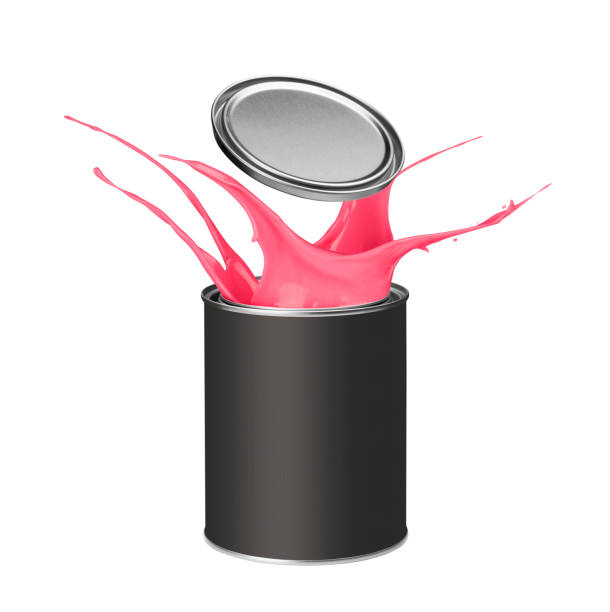 istock Red paint splashing out of paint can 913339276
