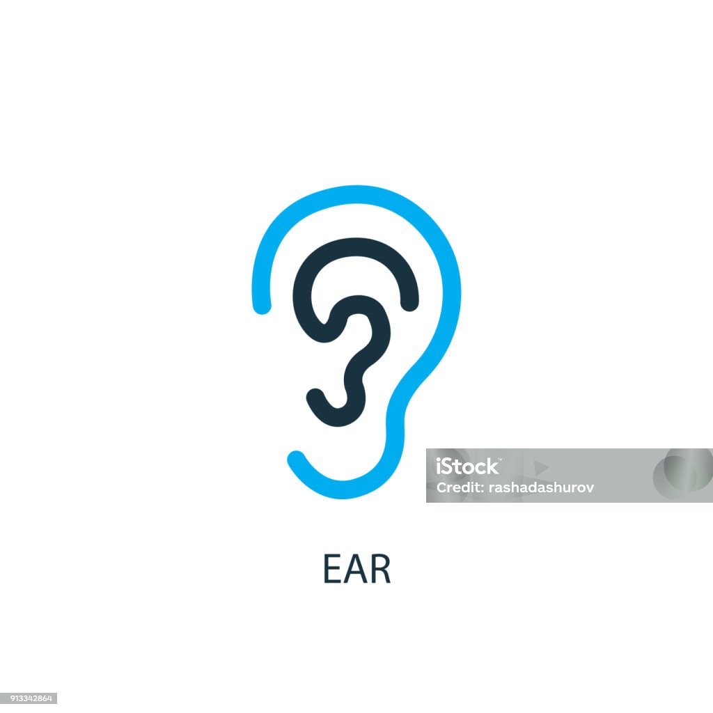 Ear icon. Logo element illustration Ear icon. Logo element illustration. Ear symbol design from 2 colored collection. Simple Ear concept. Can be used in web and mobile. Ear stock vector
