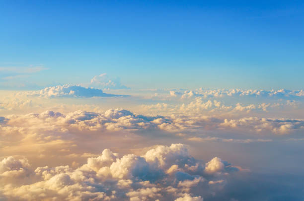 istock Panorama of clouds at sunset from height, nice beautiful color. 913343056