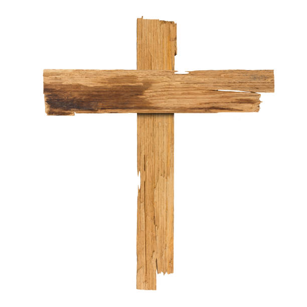 istock Cross made of wood isolated on white background 913347488