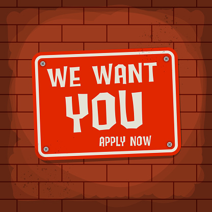 We Want You, Apply Now Poster or Banner Abstract Design, vector illustration