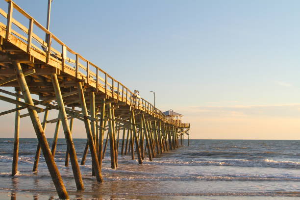 istock Fishing Pier on a sandy Outer Banks beach under a clear blue sky 913350494