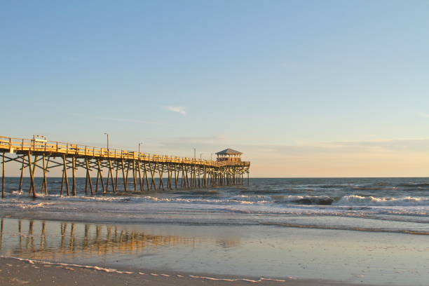 istock Fishing Pier on a sandy Outer Banks beach under a clear blue sky 913350554