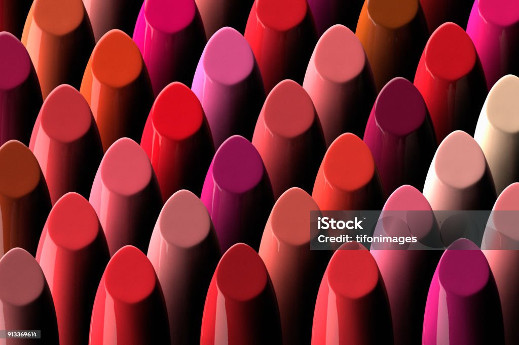 assorment of lipsticks 3D render of a large assorment of lipsticks Make-Up Stock Photo