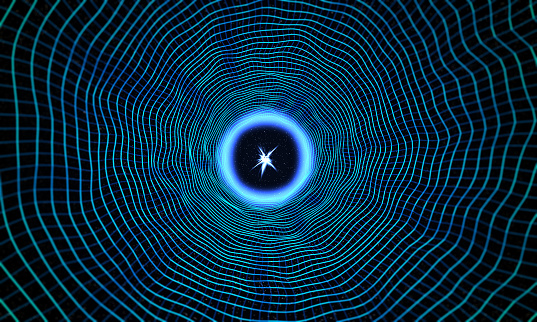 Cosmic black hole on space, can be used space travel concepts. (3d render)