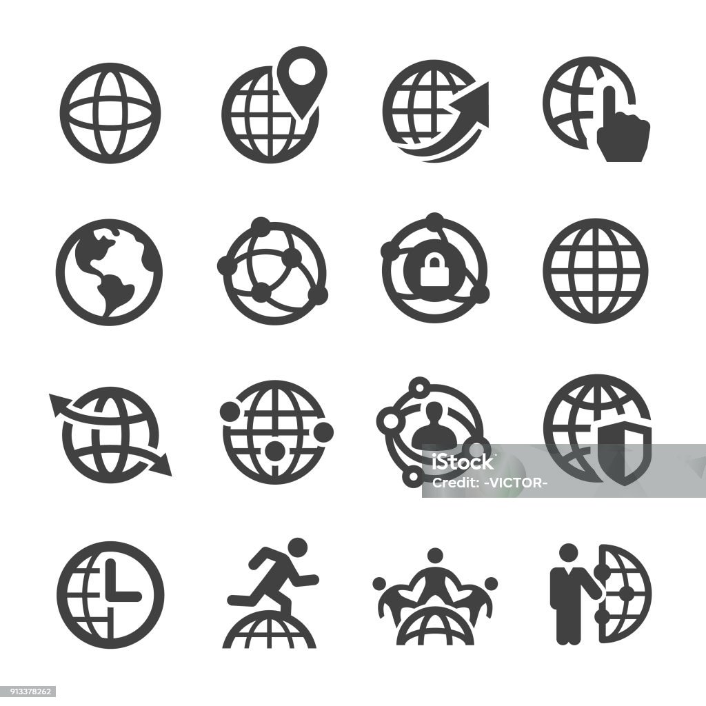 Globe and Communication Icons - Acme Series Globe, Globe Communication, Global Business, planet earth, Icon Symbol stock vector